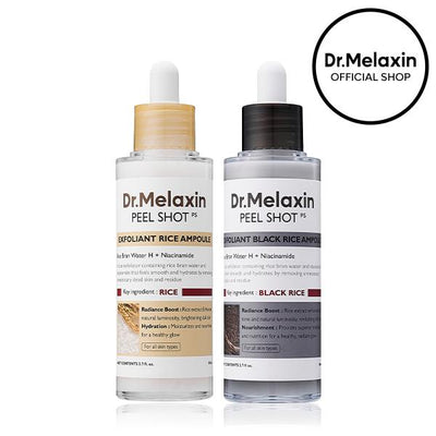 Dr.Melaxin - Peel Shot Glow Rice Ampoule Duo (Black + White)