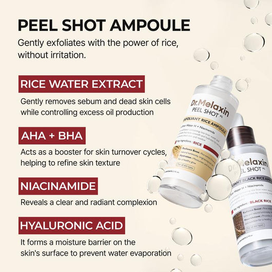 Dr.Melaxin - Peel Shot Glow Rice Ampoule Duo (Black + White)
